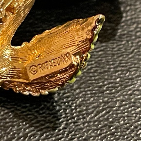 Vintage Carolyn Rafaelian enamel yellow rose pin - Picture 6 of 6